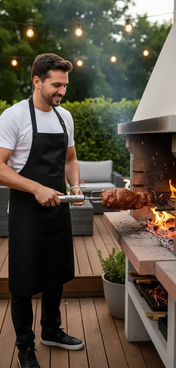 Espada Giratoria a Pila - Asador Portátil Acero Inox 6kg