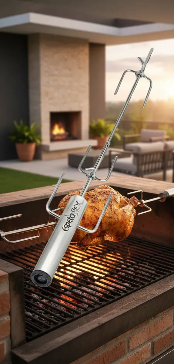 Espada Giratoria a Pila - Asador Portátil Acero Inox 6kg